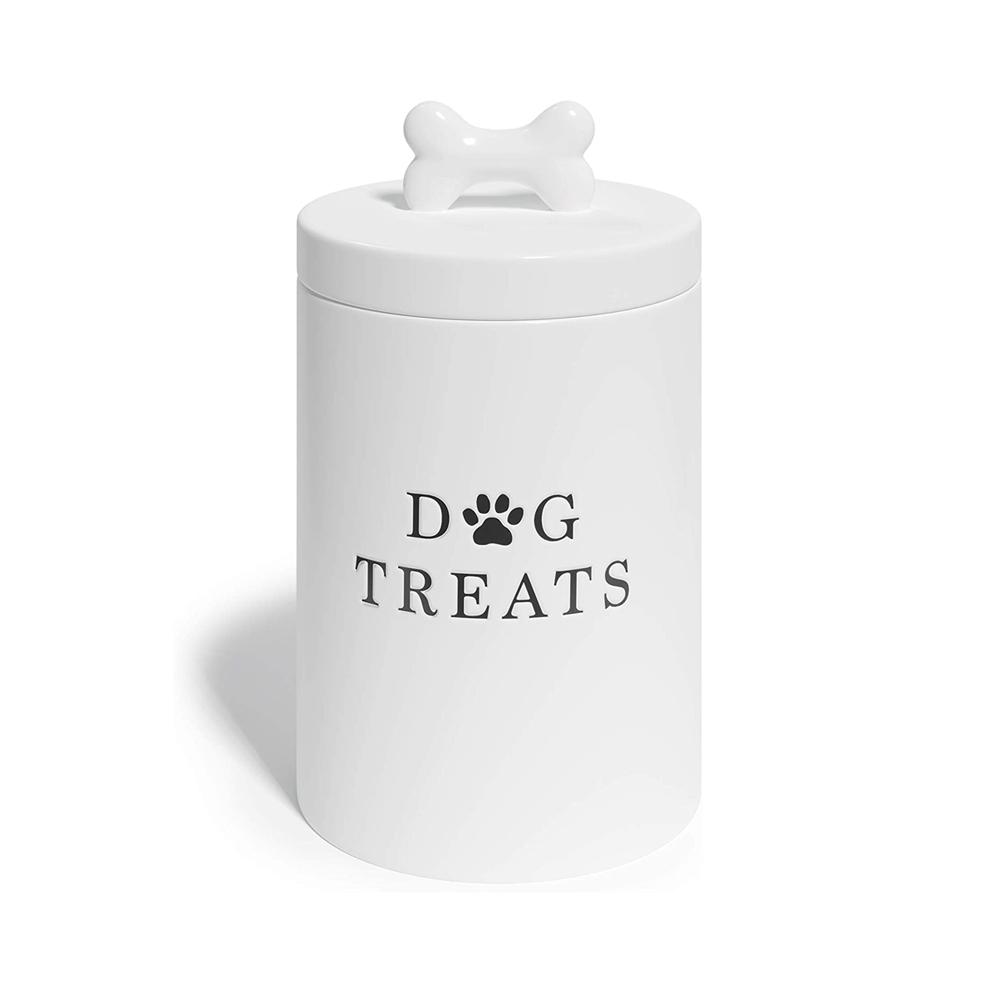 Cute Ceramic Dog Treat Jar Storage Container With Lid