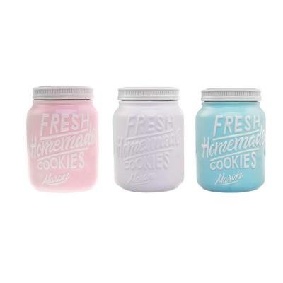 mouth Candy Ceramic pink Mason jar with lid thumbnail