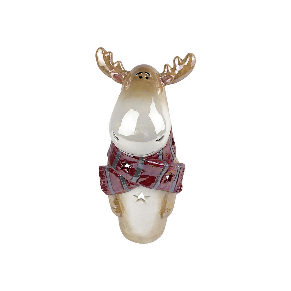 Ceramic Christmas Elk Reindeer Candle Holder