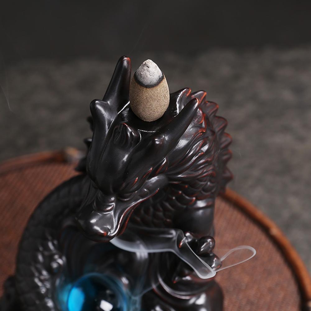 ceramic dragon waterfall cone incense stick burner holder picture 3