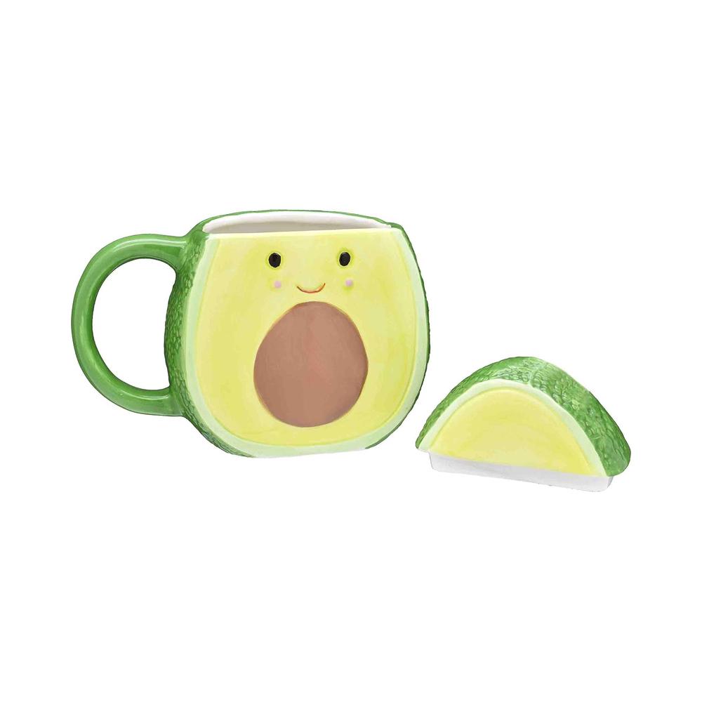 Imagined Ceramic Avocado Coffee Mug With Lid picture 1