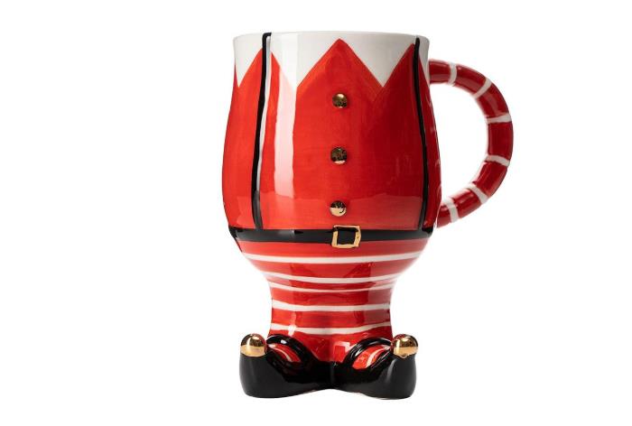 Hand Painted Christmas Holiday Xmas Ceramic Elf Mug