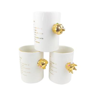 pottery coffee cup custom mug with crown lid thumbnail