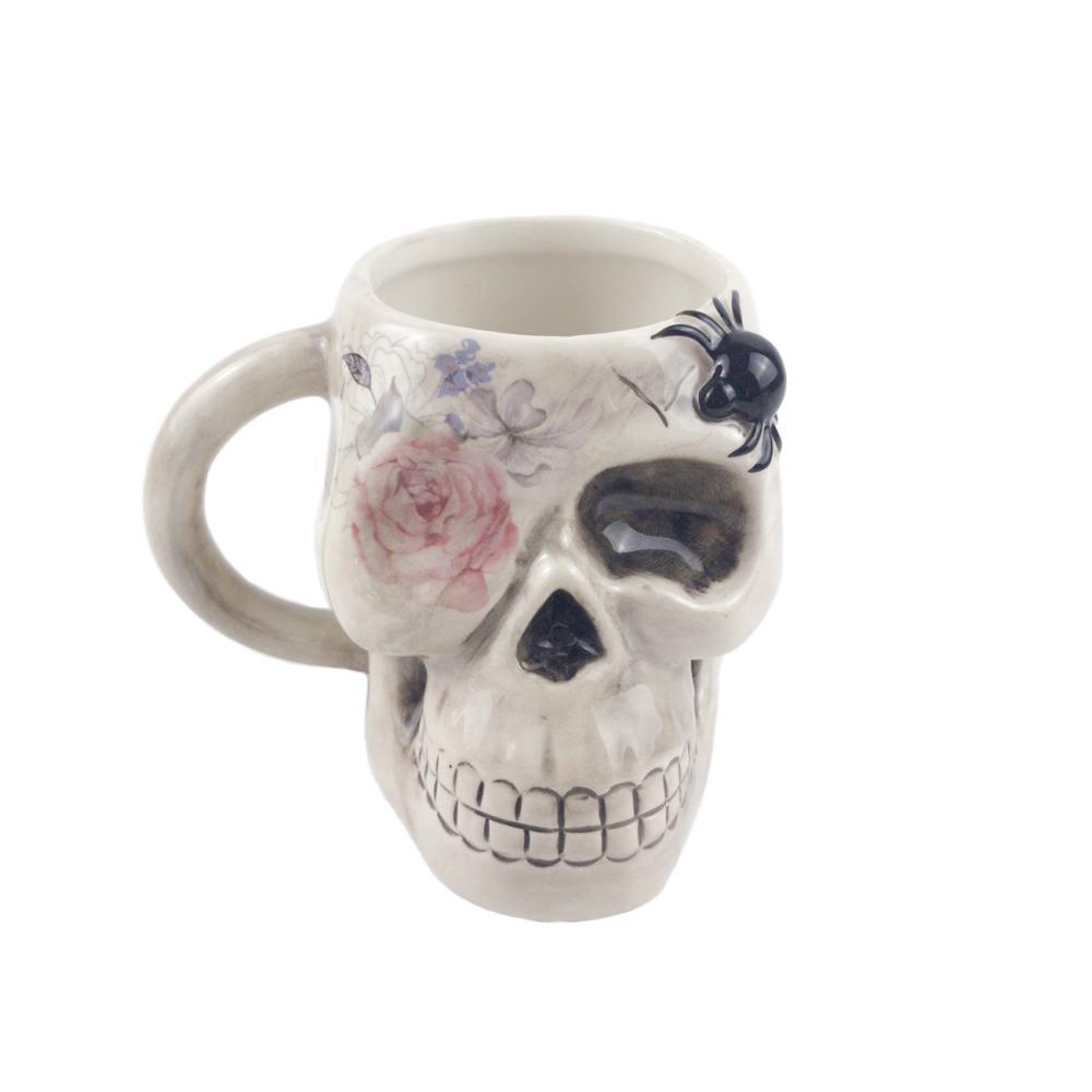 Hand-Painted Ceramic Halloween Skull Mug