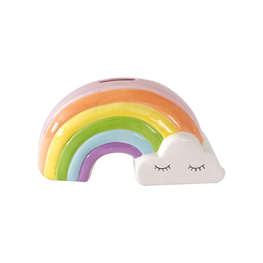 custom rainbow shaped cute ceramic piggy bank money box jar for girls
