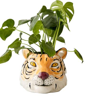 tiger head animal shaped flower pots ceramic planter thumbnail