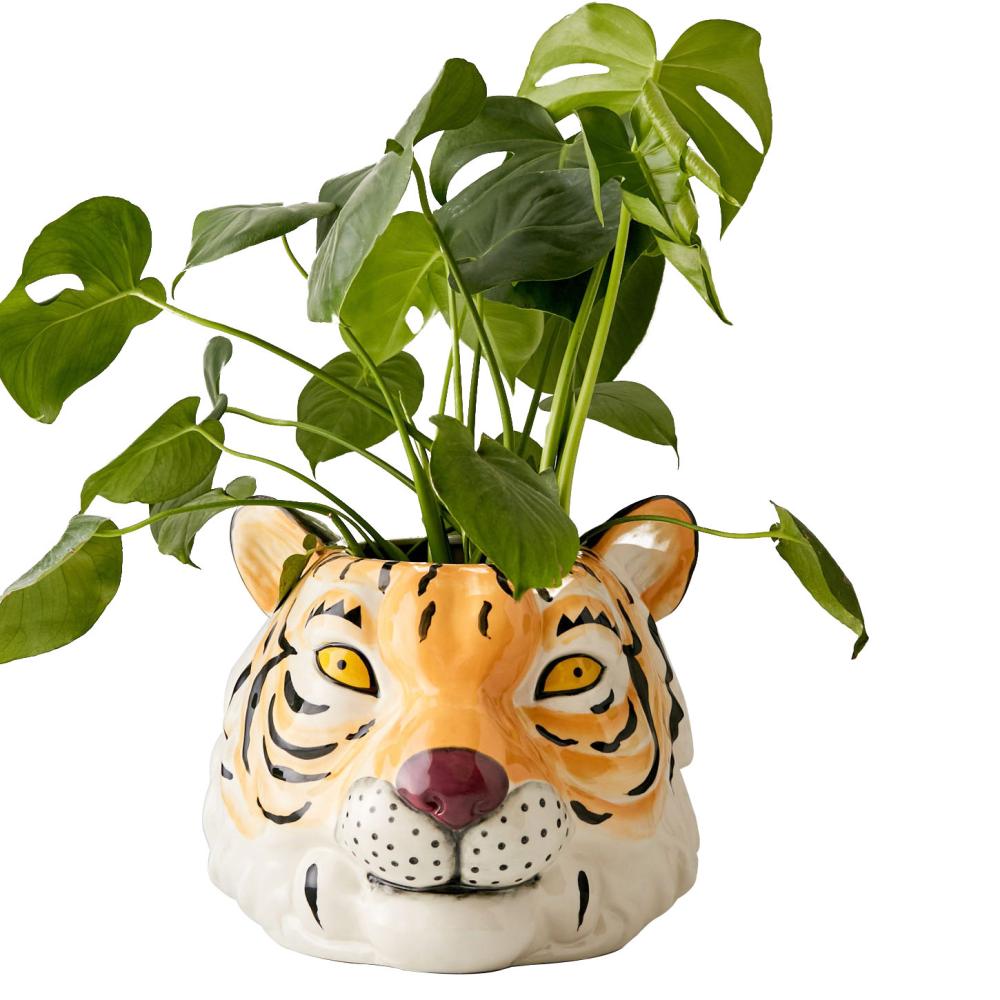 Tiger Head Animal Shaped Flower Pots Ceramic Planter