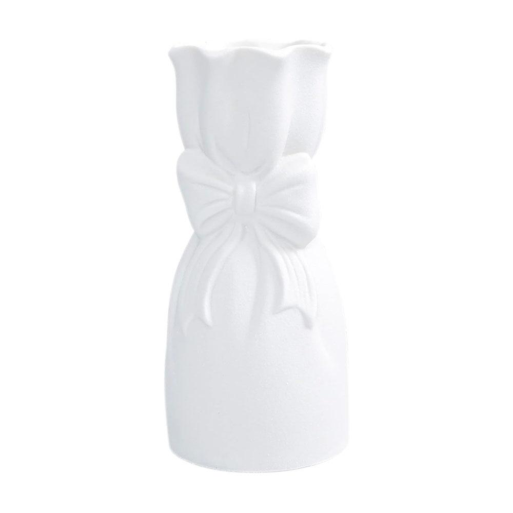 Matte White Bowknot Ceramic Vase picture 5