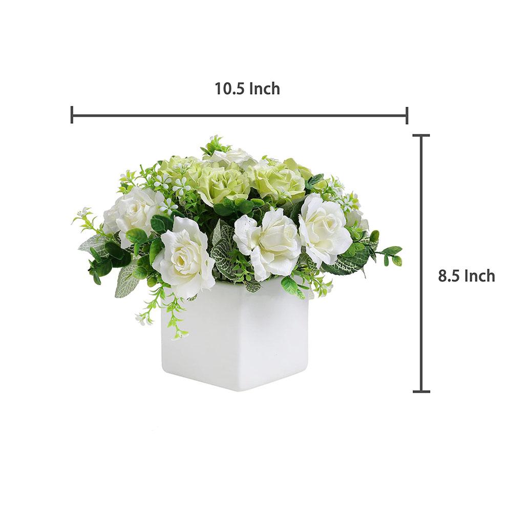 Century Modern Rose Square Floral White Ceramic Vase picture 3