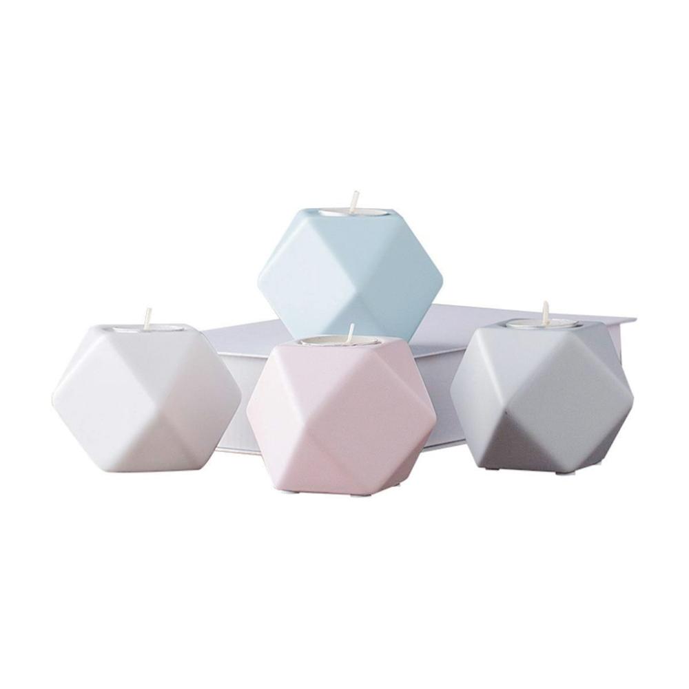 Pink Small Mini Ceramic Geometric Tea Light Candle Holder