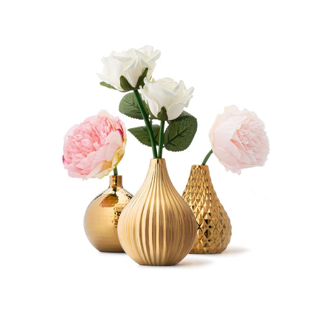 Small Ceramic Gold Bud Vases For Centerpieces