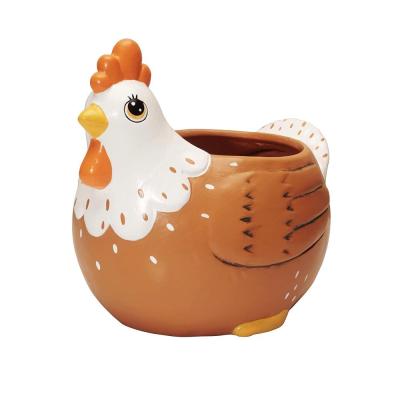 Custom chicken animal shaped ceramic flower planter pot thumbnail