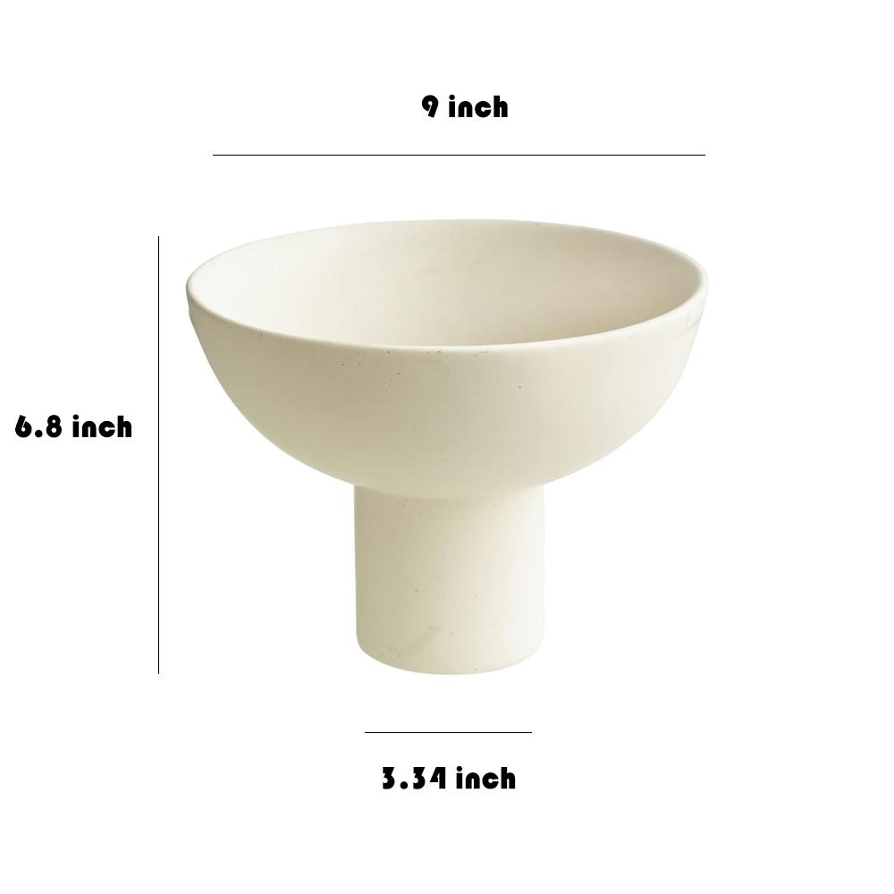 White Cream Ceramic Pedestal Fruit Footed Bowl picture 2