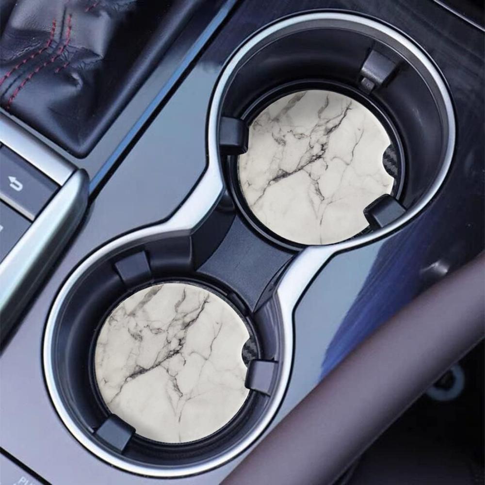 custom marble absorbent ceramic car cup holder coasters picture 2