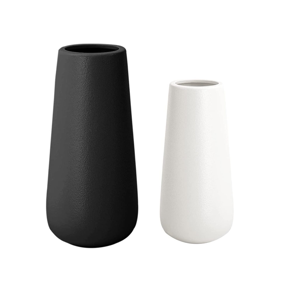 Matte Black And White Modern Ceramic Vase For Decor