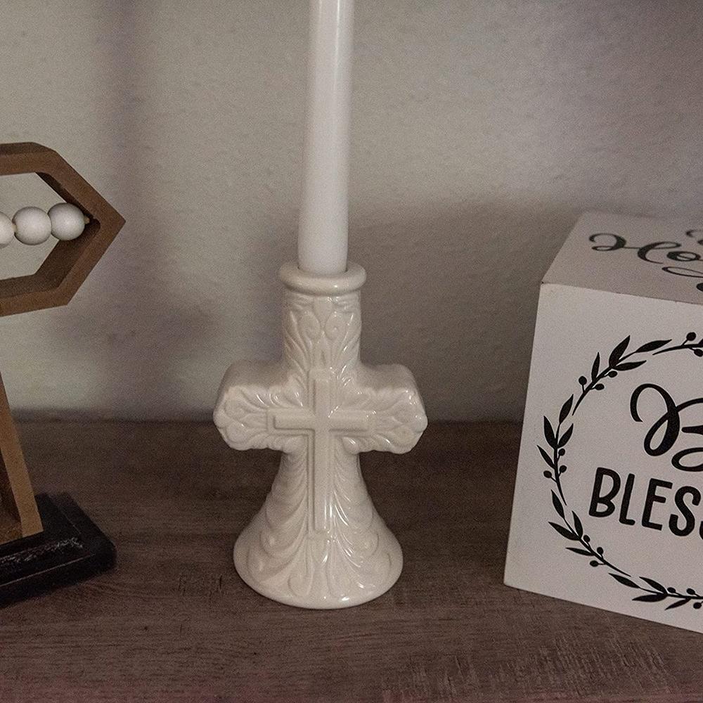Cross Christmas Taper ceramic Candle Holder picture 4