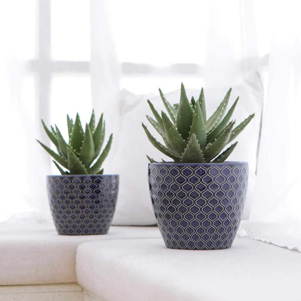 Outdoor trellis pattern flower planter ceramic cactus pots picture 2