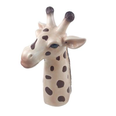 3D giraffe animal head shaped ceramic flower vase thumbnail