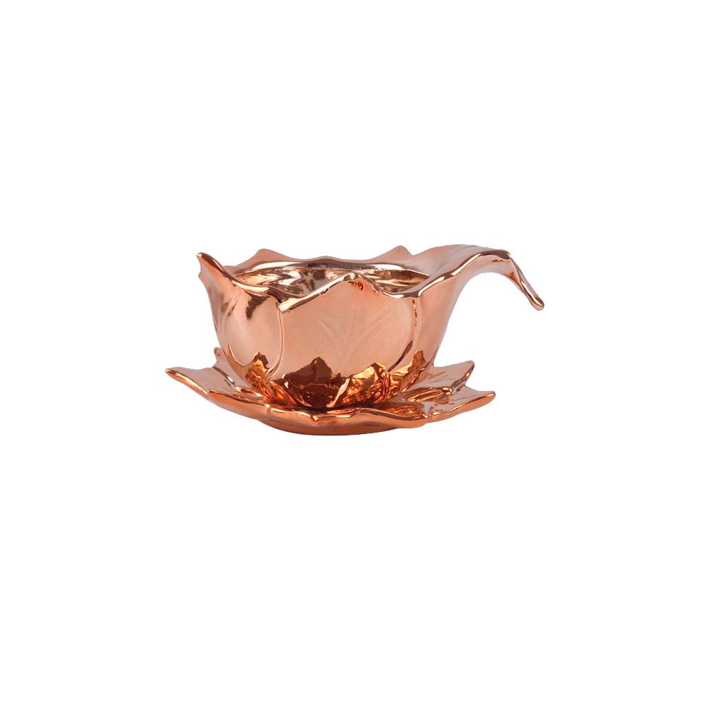rose gold ceramic tea coffee cup and saucer set