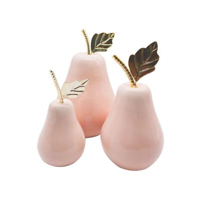 Custom design ceramic fruit pear figurine home decoration thumbnail