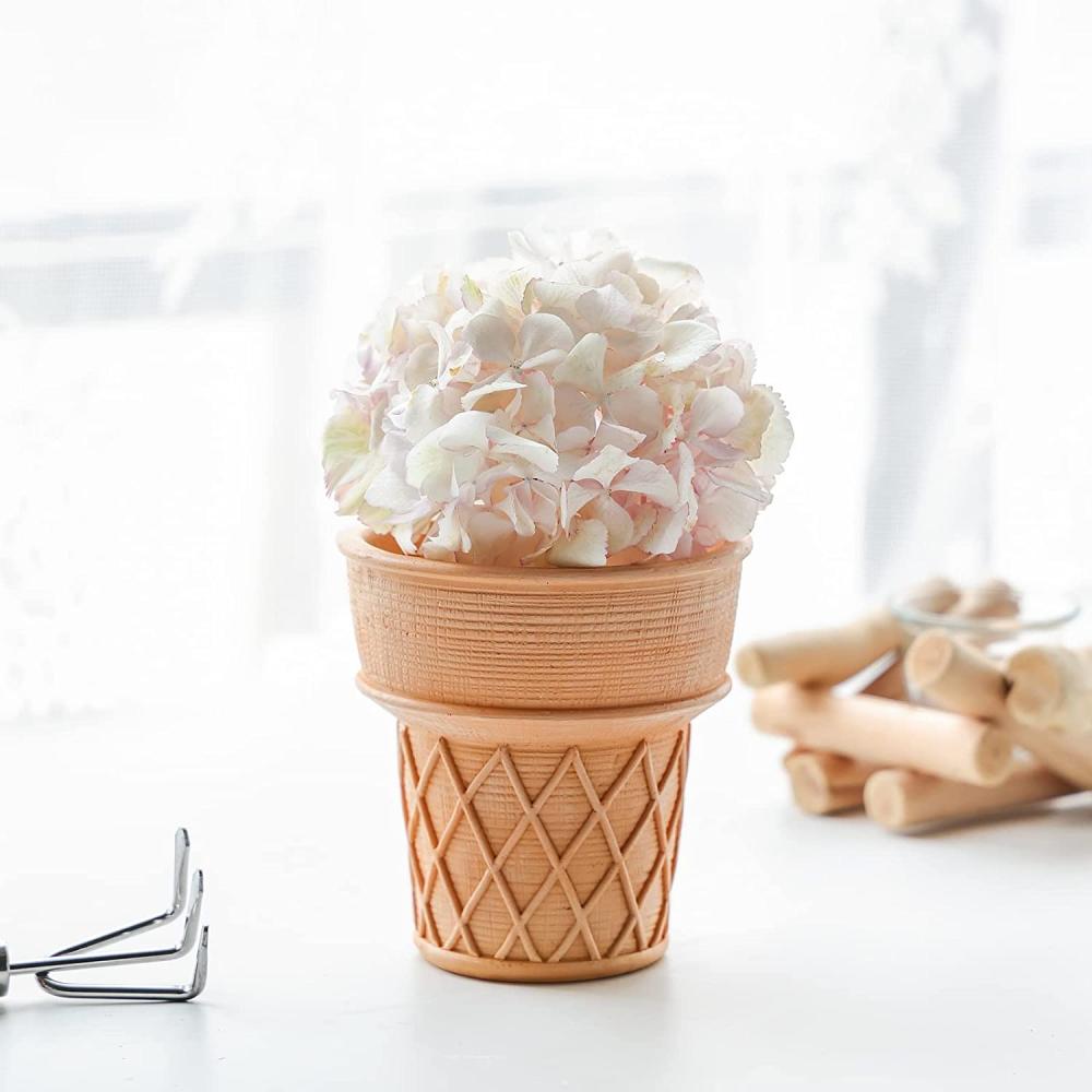 shaped ice cream cone succulent planter flower pot picture 2