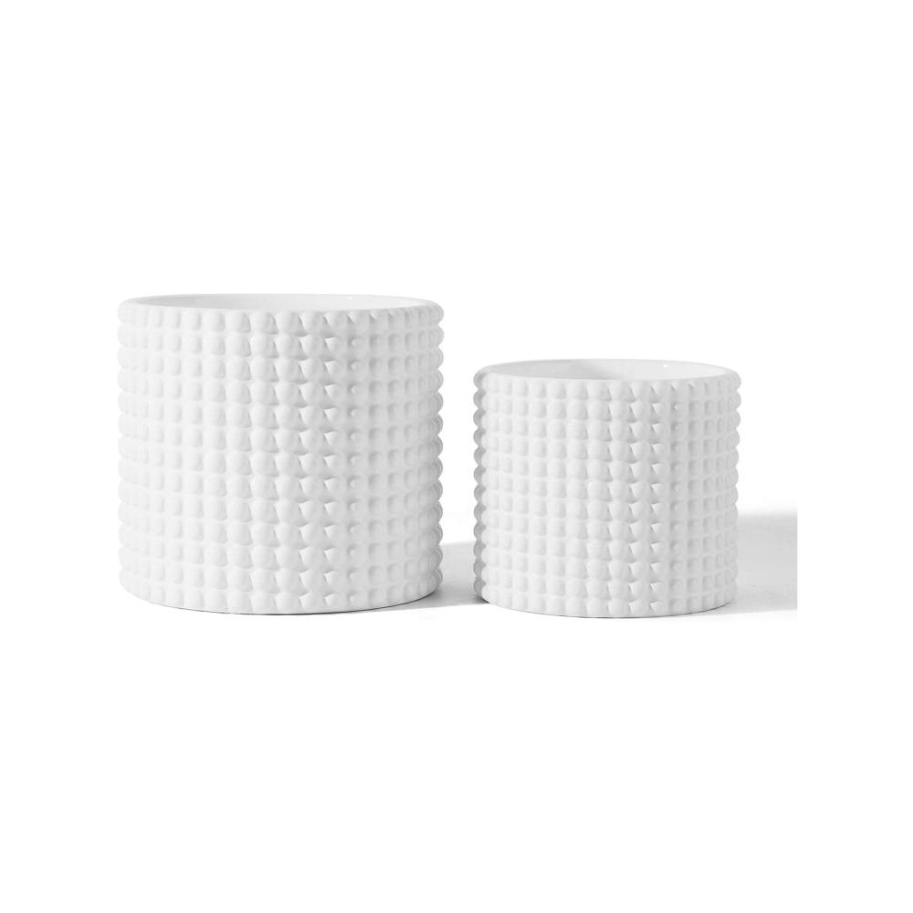 white-hobnail-indoor-ceramic-planter-plant-pot-container-dongsheng