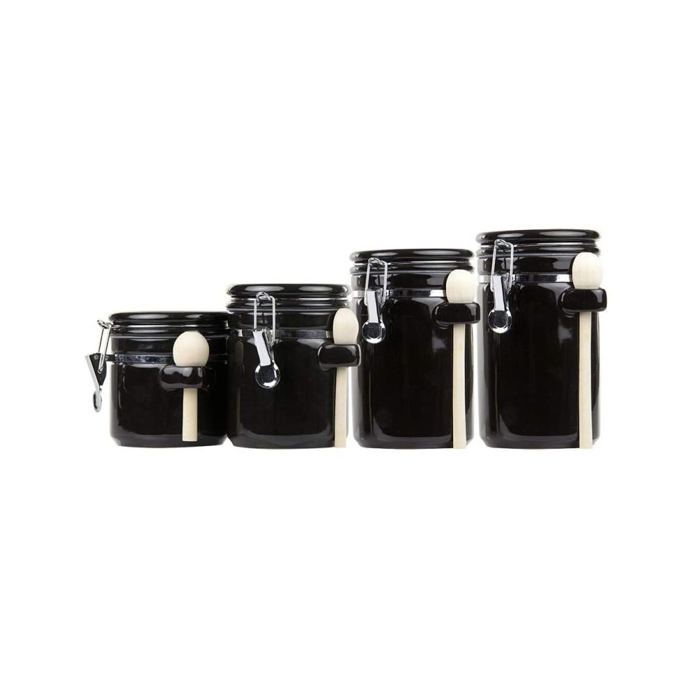 Airtight Kitchen Ceramic Storage Canister set with metal lid