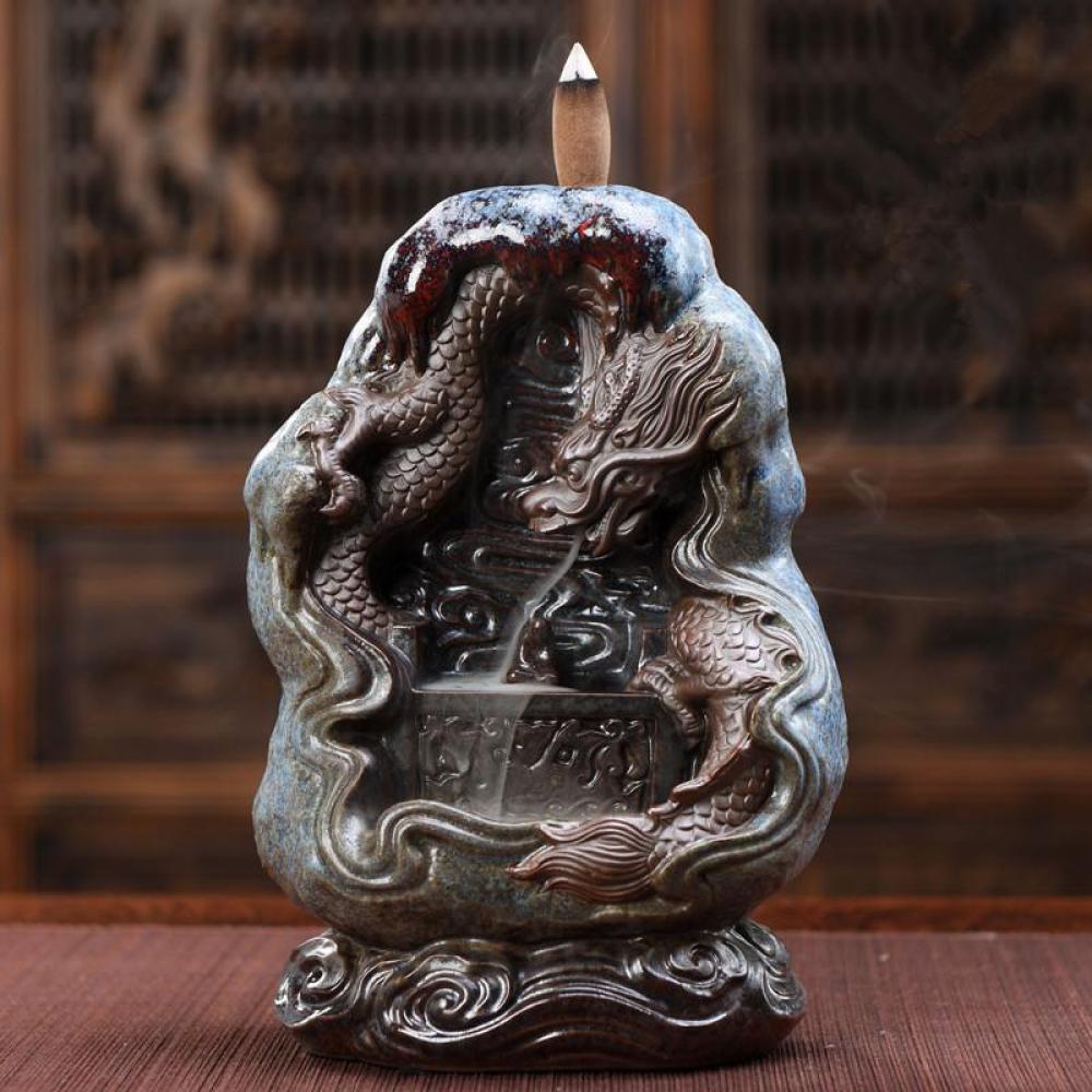 ceramic buddha head backflow incense burner holder picture 2