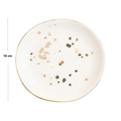 White Gold Rim Ceramic Jewelry Holder Tray Plate picture 2