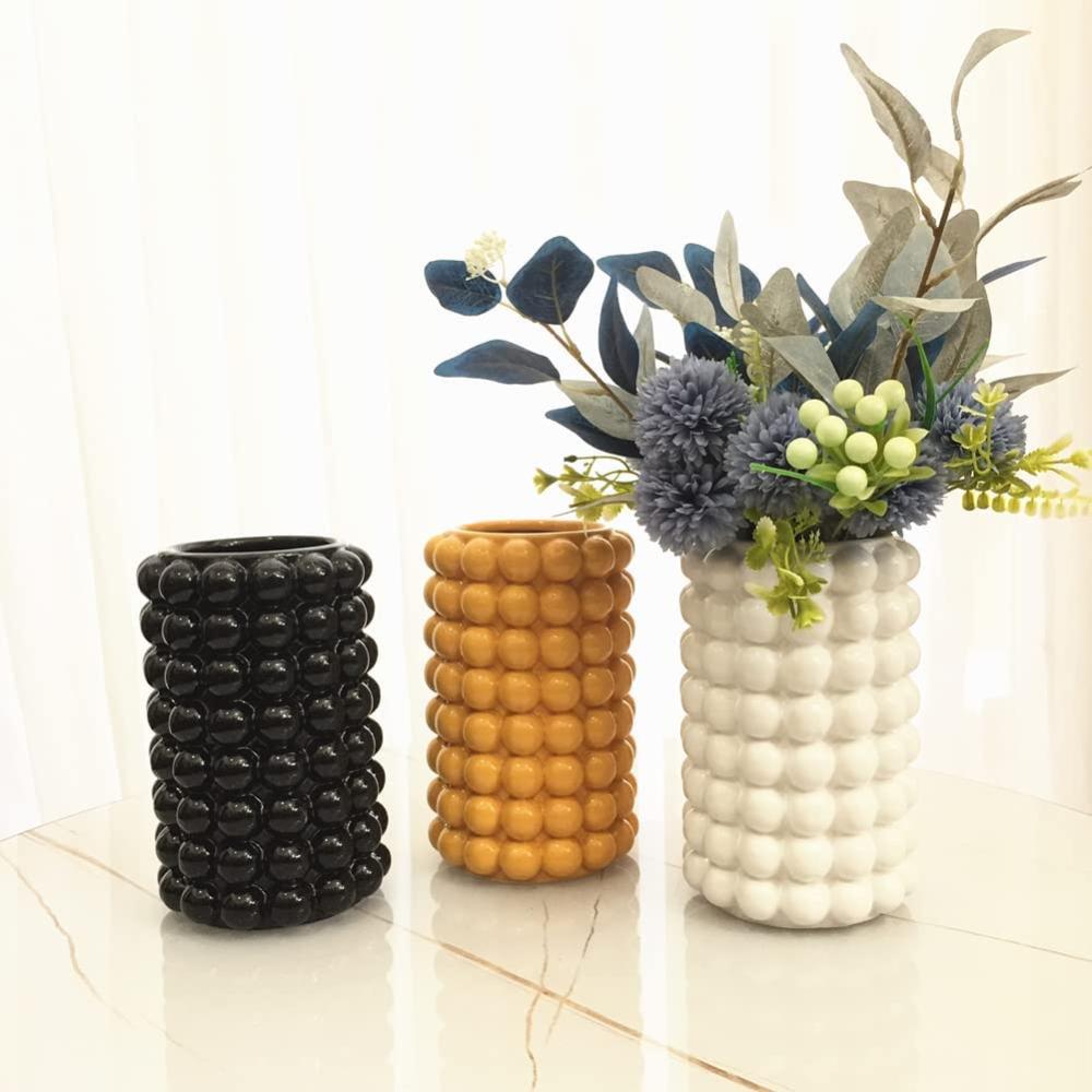 Modern Pampas Grass ceramic yellow bubble wedding vases picture 2
