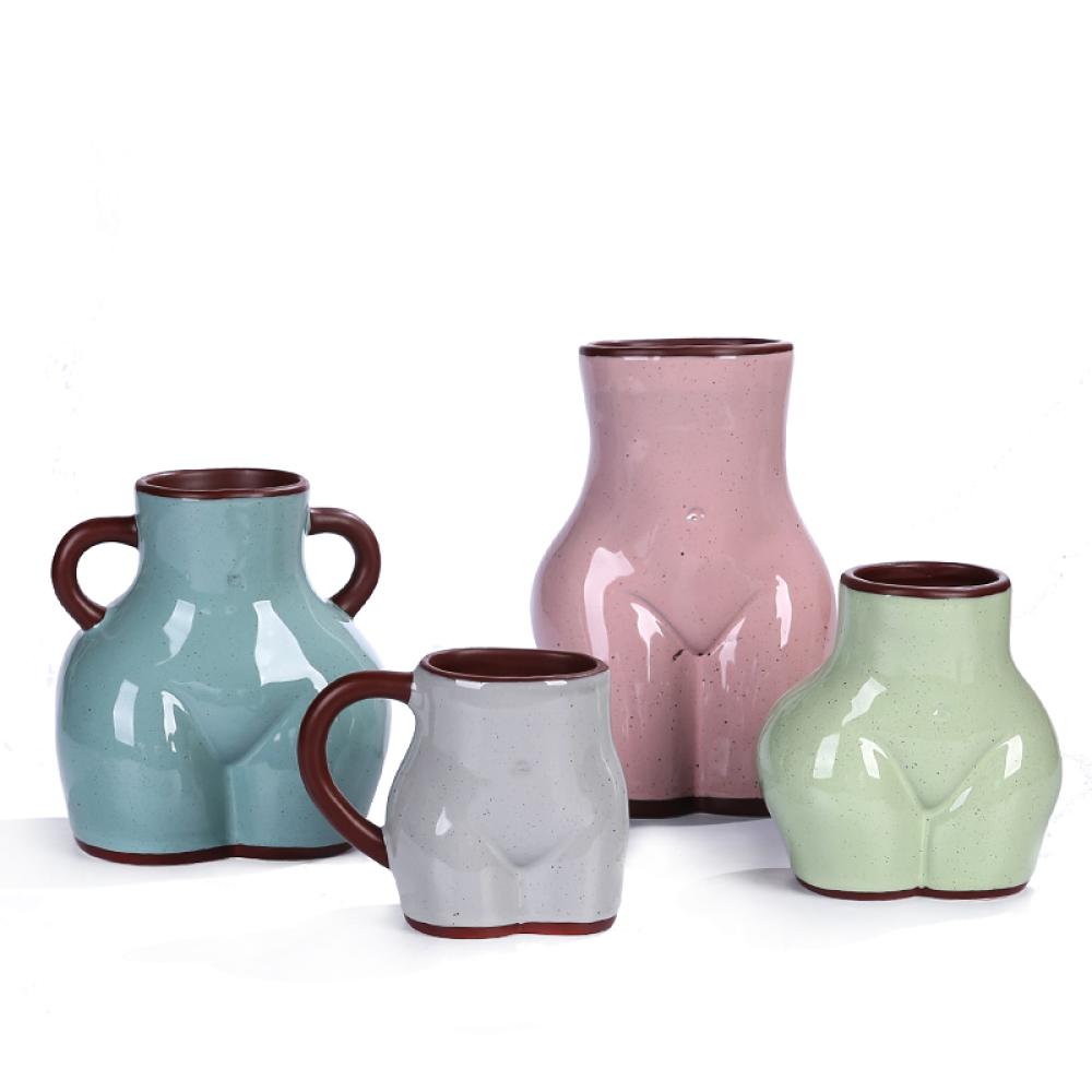 2023 Spring Ceramic Bun Bottom Boho Flower Vase