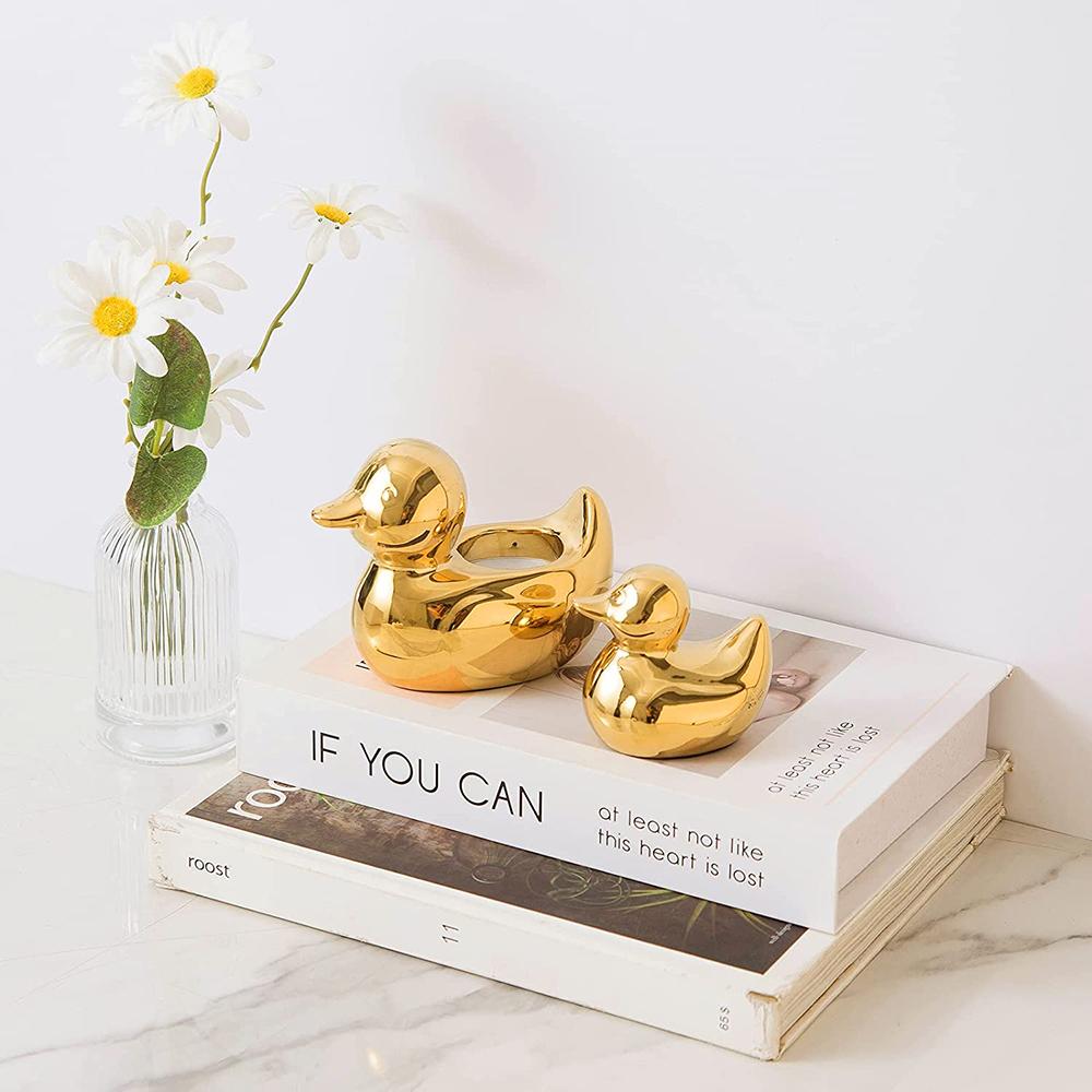 gold ceramic duck figurines statue picture 4