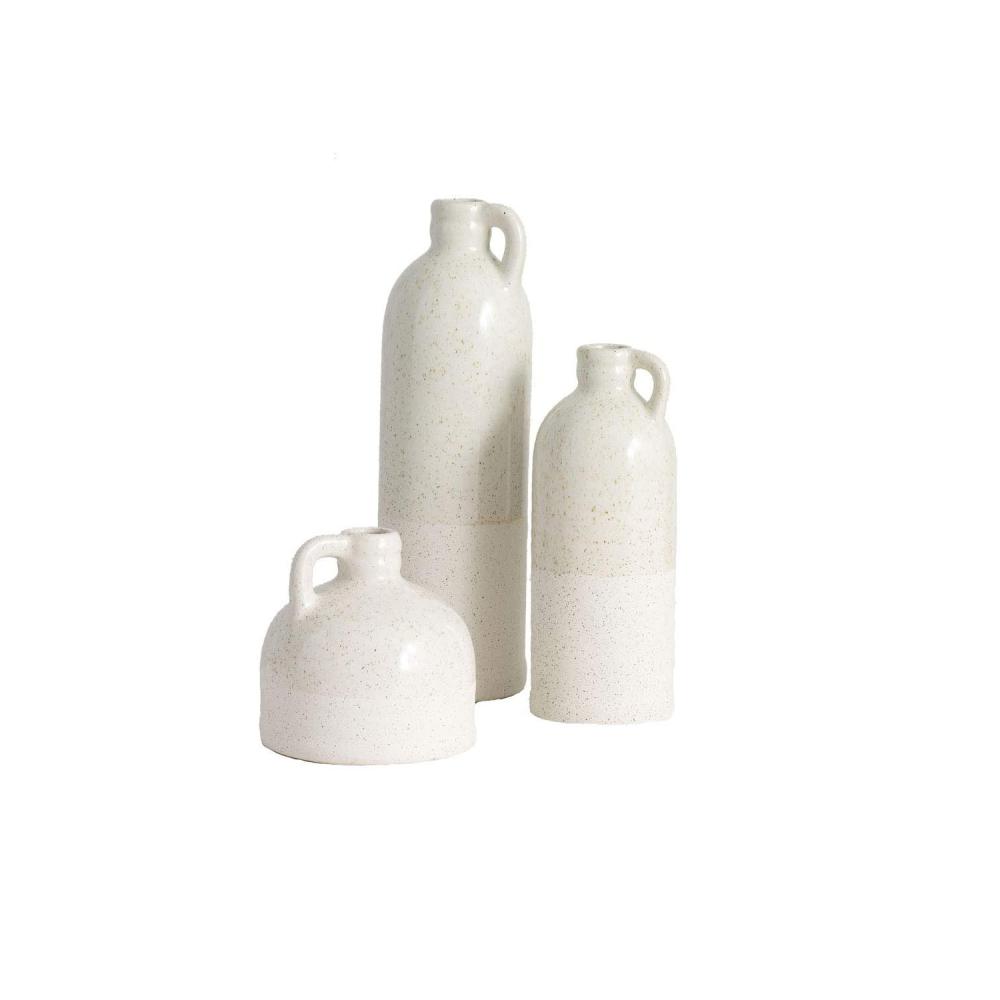 White Handmade Rustic Farmhouse Ceramic Jug Flower Vase