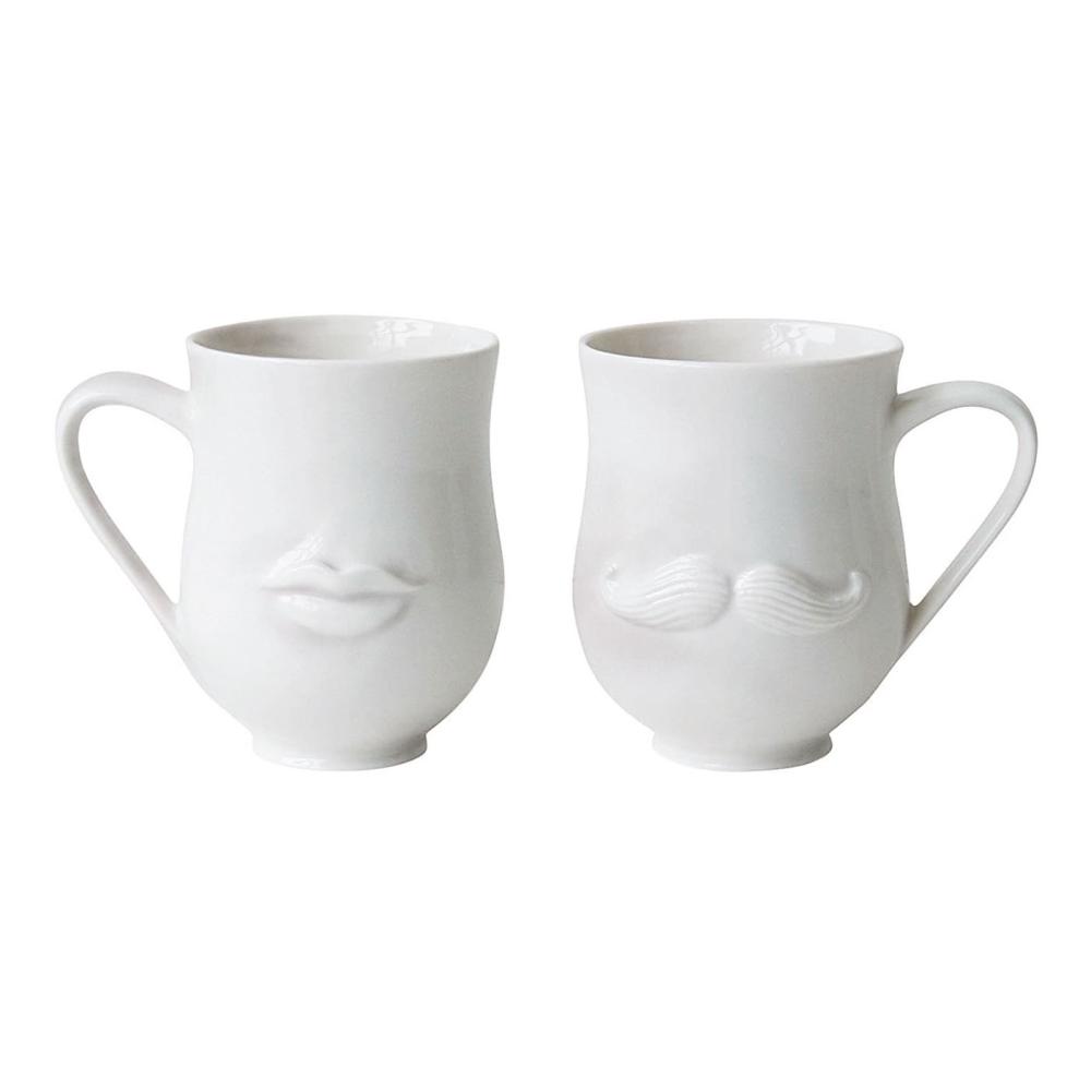 Valentine's Day Ceramic Mr And Mrs Mustache Coffee Mug