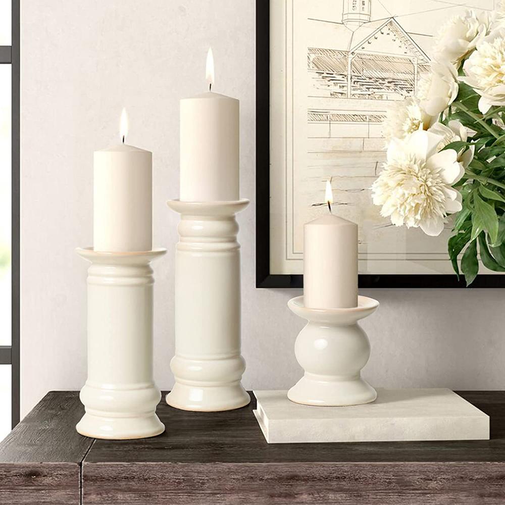 wholesale Custom Ceramic Pillar pedestal stand candle holder picture 4