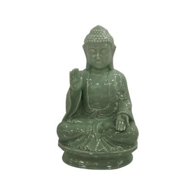 design small green jade ceramic buddha head statue thumbnail