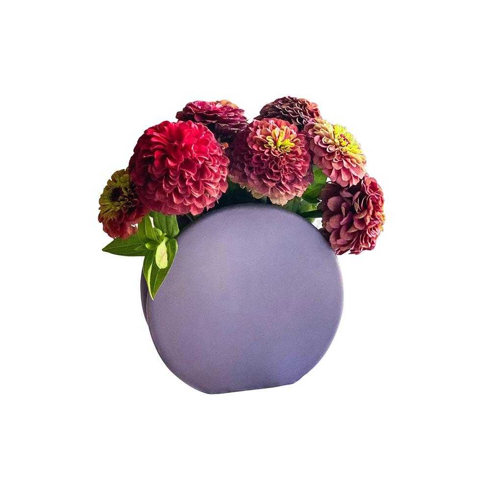  round Lavender ceramic flower purple vase for Round Living Room Decor