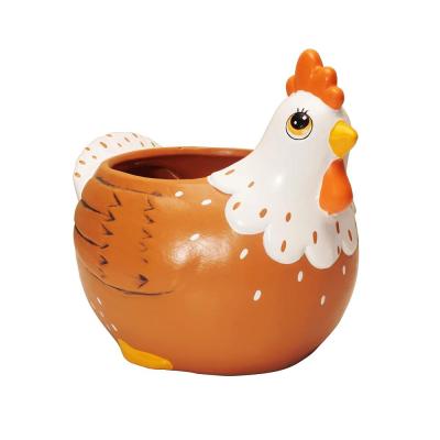 Custom chicken animal shaped ceramic flower planter pot picture 2