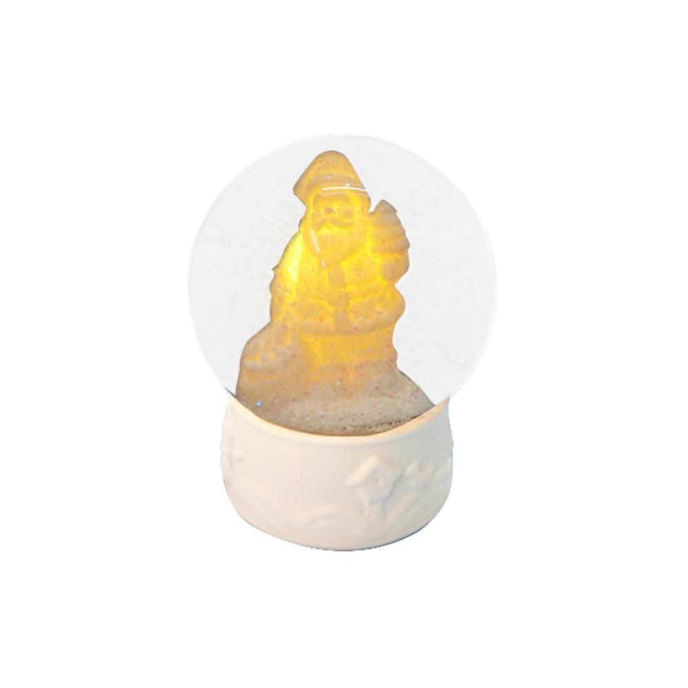 Ceramic Santa Claus Musical Christmas Snow Globe Lantern