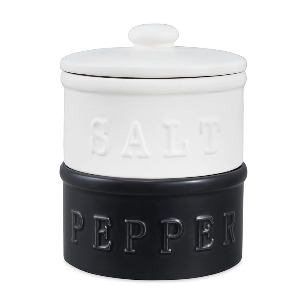Stackable Rustic Ceramic Salt And Pepper Holder Bowl