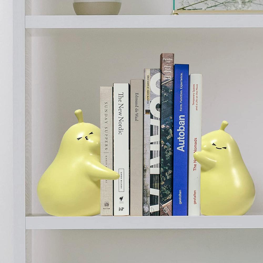 Cute Yellow Pear Ceramic Book Bookends Holder picture 4