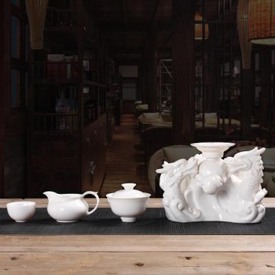 white traditional ceramic porcelain kung fu tea set picture 2