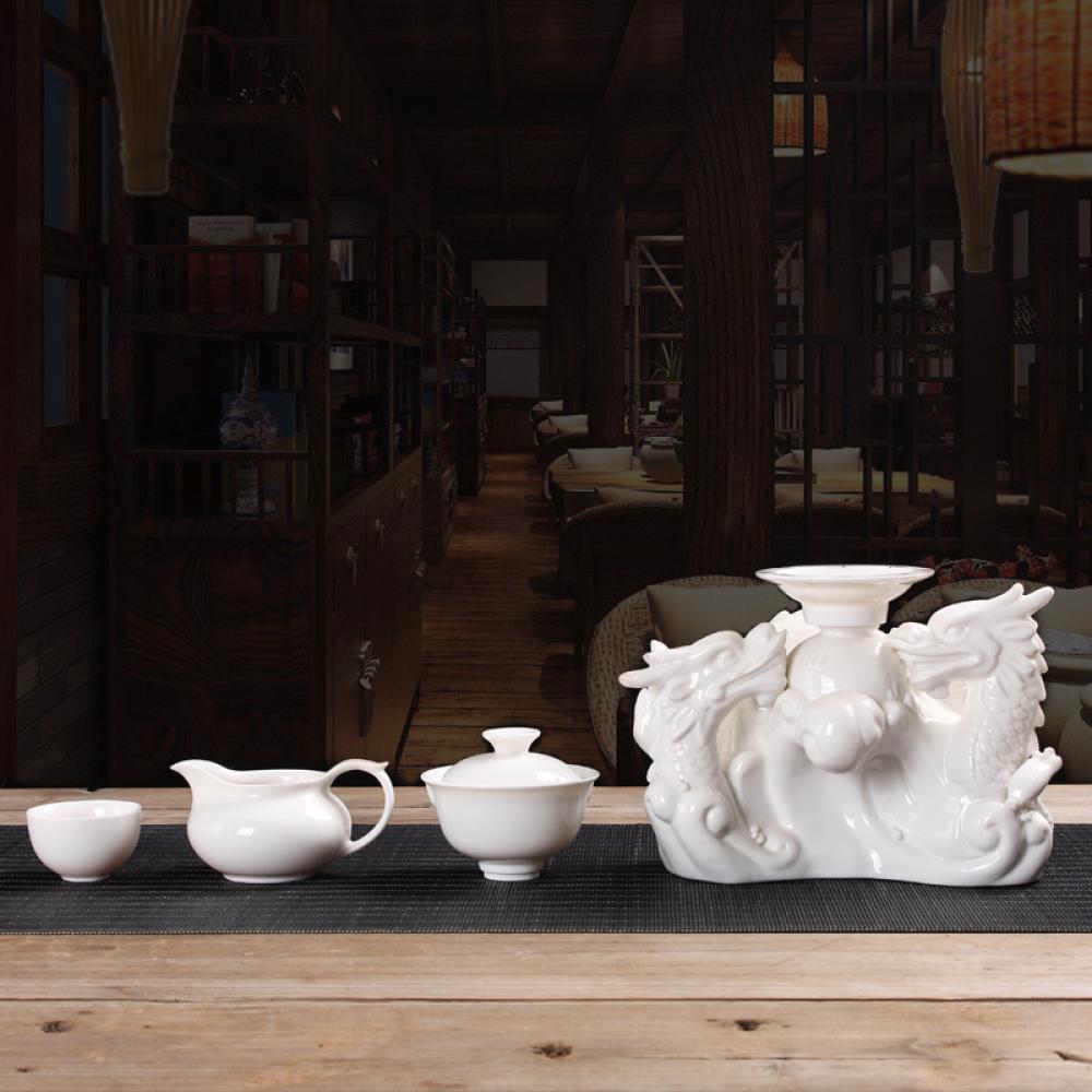 New Factory Custom logo chinese white traditional ceramic porcelain kung fu tea set