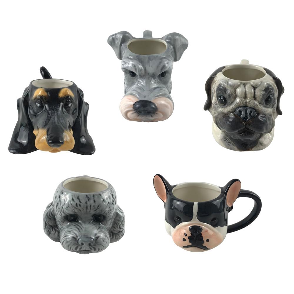 hand painted 3d pug dog dolomite coffee mug