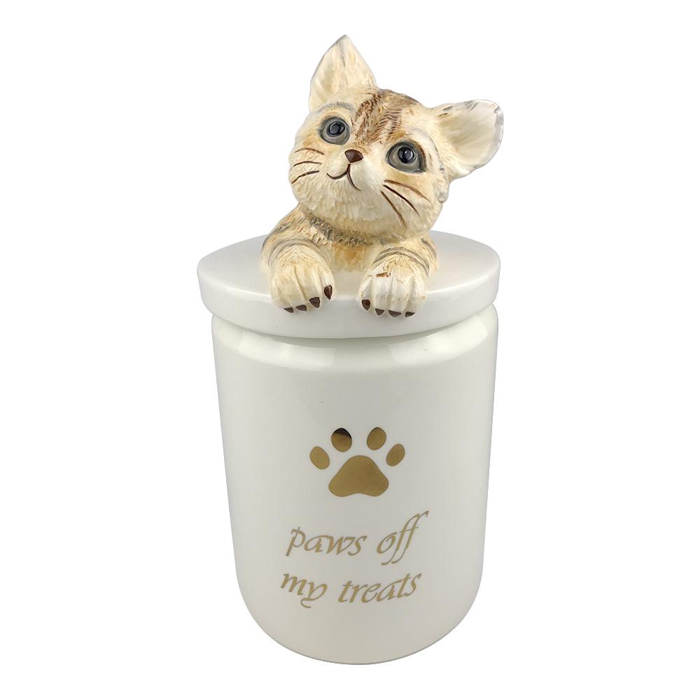 white custom cat shaped coffee beans airtight biscuits ceramic stoneware tea canisters jar