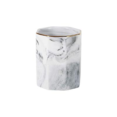 Marble Pattern Pen Pot Holder Stand Pencil Cup picture 1