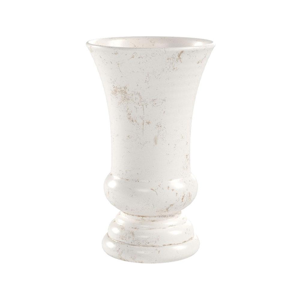 White Large Pedestal Ceramic Footed Flower Urn Vase