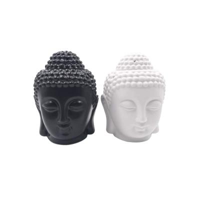 white black theravada ceramic buddha head candle holder picture 1