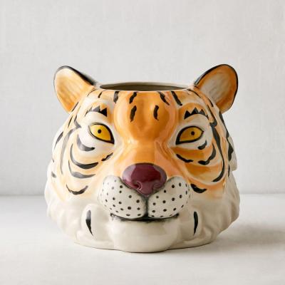 tiger head animal shaped flower pots ceramic planter picture 3