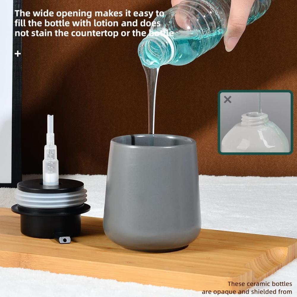 Grey Ceramic Bathroom Bottles Lotion Liquid Soap Dispenser picture 2